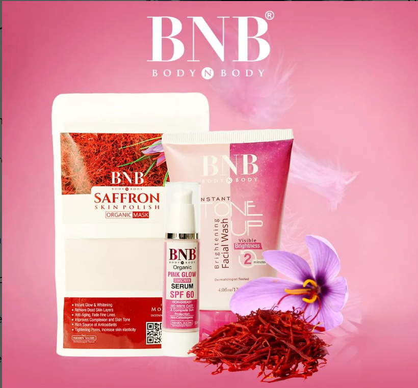 BNB | | Pink Glow Kit | | Toneup Facewash + Saffron Mask + Pink Glow Sunscreen |