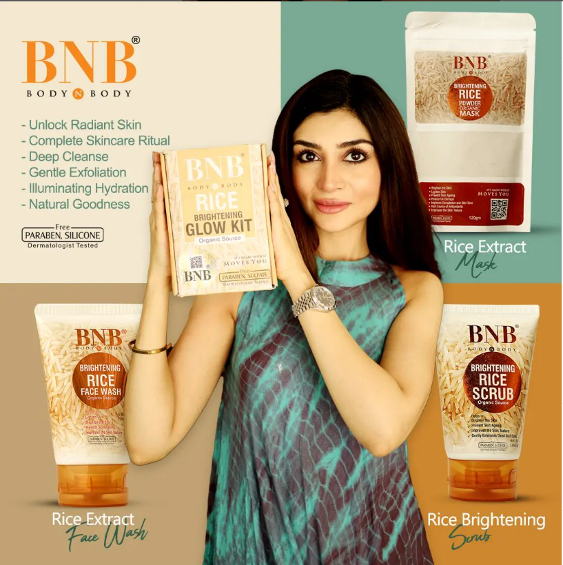 BNB 3 in 1 Brightening Glow Kit | | Rice Scrub| + | Face Wash| +| Mask |